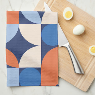 Abstrakt Geometric Mönster Orange Blue Kökshandduk