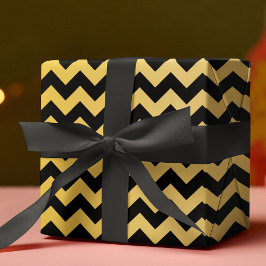 Abstrakt Geometric Mönster Rand Black & Guld Presentpapper