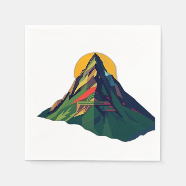 Abstrakt Geometric Mountain liggande Pappersservett (Framsidan)