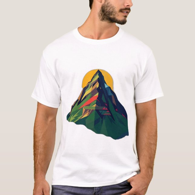 Abstrakt Geometric Mountain liggande T Shirt (Framsida)