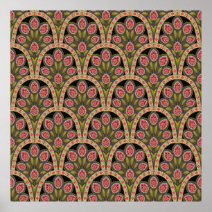 abstrakt Geometric mughal motif blomma patternart. Poster