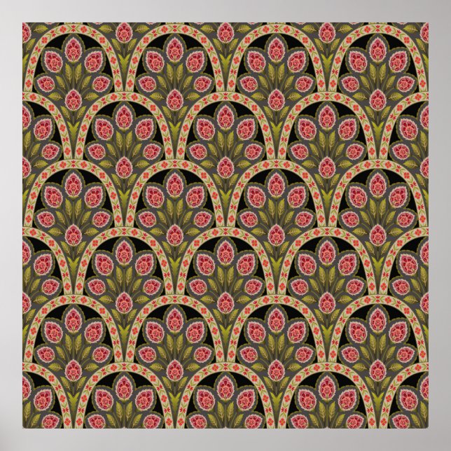 abstrakt Geometric mughal motif blomma patternart. Poster (Framsidan)