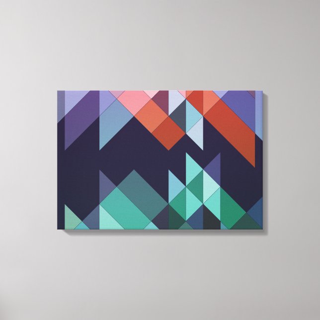 Abstrakt Geometric Navy Blue Grönt Brown Elegant Canvastryck (Framsida)