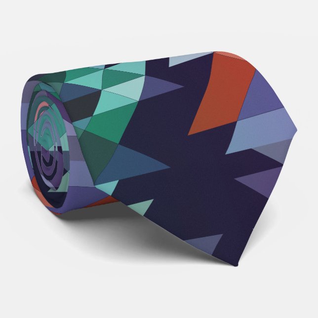 Abstrakt Geometric Navy Blue Grönt Brown Elegant Slips (Rullad)