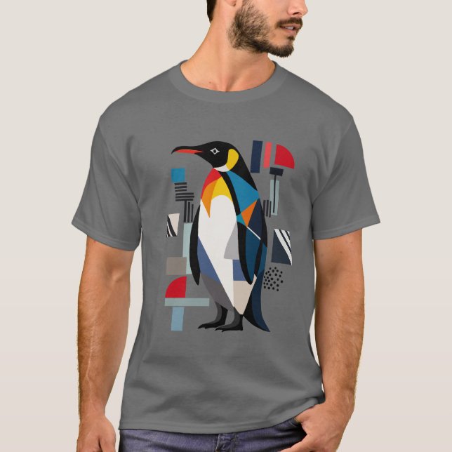 Abstrakt Geometric Penguin Design T Shirt (Framsida)
