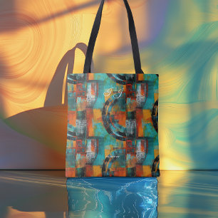 Abstrakt Geometric Personlig Tote Bag med Init Tygkasse