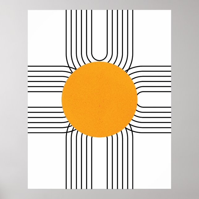 Abstrakt Geometric Rainbow, Sol Minimalist Arch Poster (Framsidan)