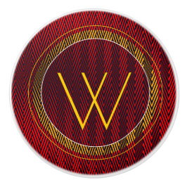 Abstrakt Geometric Red and Black Rand Monogram Knopp