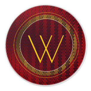 Abstrakt Geometric Red and Black Rand Monogram Knopp