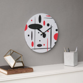 Abstrakt Geometric Red Black Stor Klocka