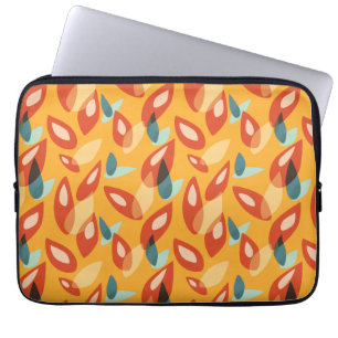 Abstrakt Geometric Retro Mönster in Gult Orange Laptop Sleeve