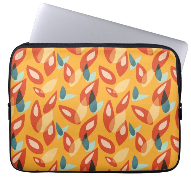 Abstrakt Geometric Retro Mönster in Gult Orange Laptop Sleeve (Framsidan)