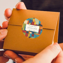 Abstrakt Geometric Retro Pension Tack Runt Klistermärke