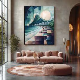 Abstrakt Geometric Rio de Janeiro Skyline Canvastryck