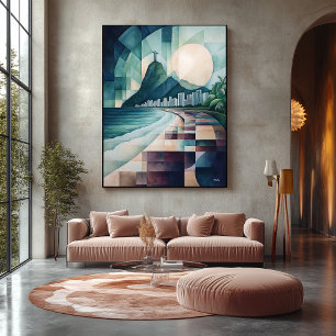 Abstrakt Geometric Rio de Janeiro Skyline Canvastryck