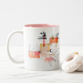 Abstrakt Geometric Rosa Orange Black Två-Tonad Mugg