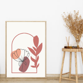 Abstrakt Geometric Shapes Boho Stil Foliage Löv Poster