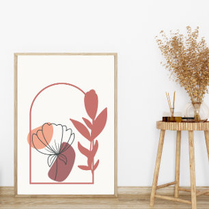 Abstrakt Geometric Shapes Boho Stil Foliage Löv Poster