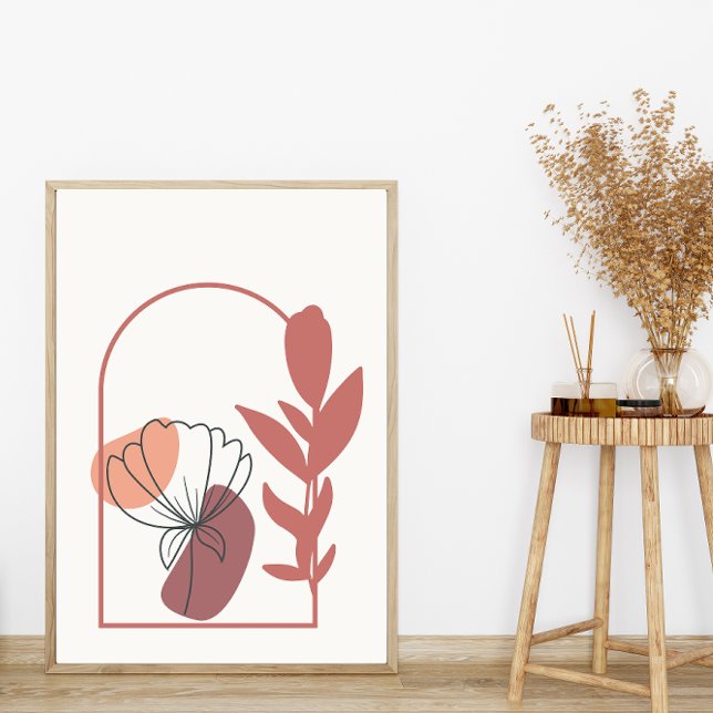 Abstrakt Geometric Shapes Boho Stil Foliage Löv Poster (Skapare uppladdad)