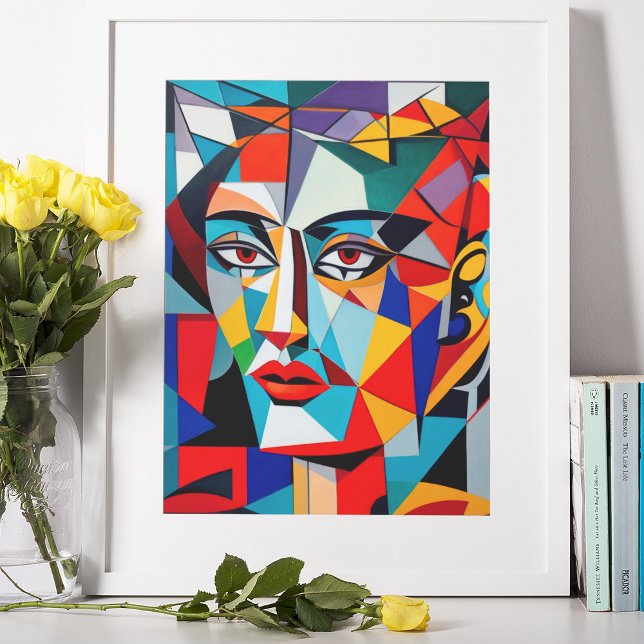 Abstrakt Geometric Shapes Cubist Woman Porträtt Poster (Skapare uppladdad)
