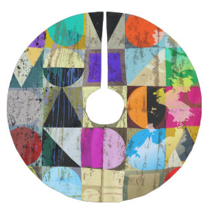 Abstrakt Geometric: Strokes and Stänk Julgransmatta Borstad Polyester