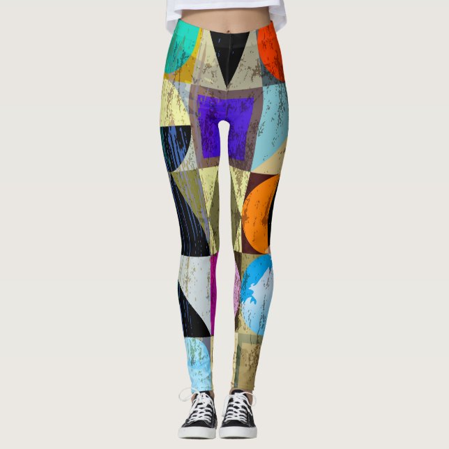 Abstrakt Geometric: Strokes and Stänk Leggings (Framsida)