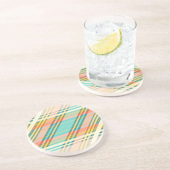 Abstrakt Geometric Tartan Mönster Cream Drinks Underlägg (Sidan)