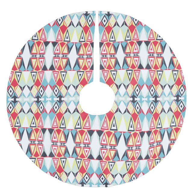 Abstrakt Geometric Tribal Line Mönster Julgransmatta Borstad Polyester (Framsidan)