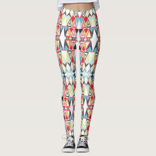 Abstrakt Geometric Tribal Line Mönster Leggings