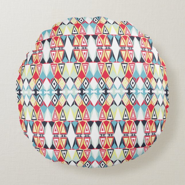 Abstrakt Geometric Tribal Line Mönster Rund Kudde (Framsidan)