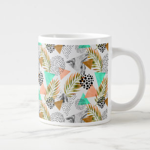 Abstrakt Geometric Tropical Löv Mönster Jumbo Mugg