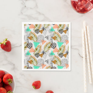 Abstrakt Geometric Tropical Löv Mönster Pappersservett