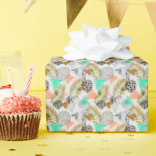 Abstrakt Geometric Tropical Löv Mönster Presentpapper