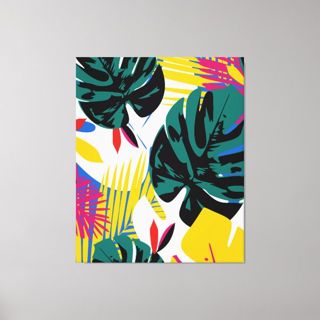Abstrakt Geometric Tropical Monstera Plants Canvastryck (Framsida)