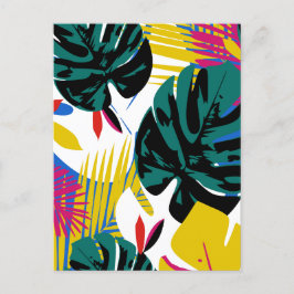 Abstrakt Geometric Tropical Monstera Plants Helg Vykort