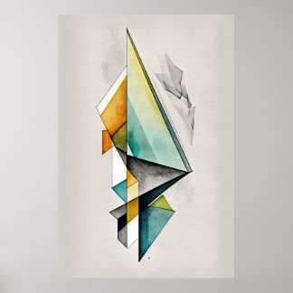 Abstrakt Geometric Watercolor Ai Art Poster