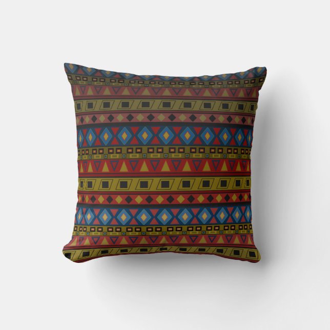 Abstrakt geometrical african moroccan navajo folk kudde (Framsida)