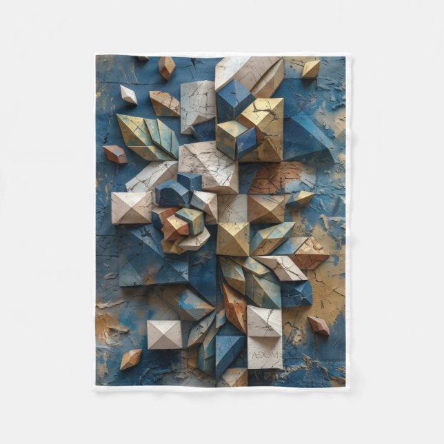 Abstrakt geometrisk 3D-mönsterkonst Flygblöja Fleecefilt (Framsidan)