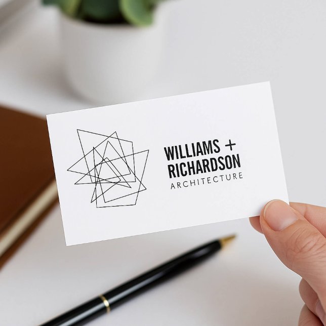 Abstrakt Geometrisk arkitektonisk Logotyp vit/svar Visitkort (Skapare uppladdad)