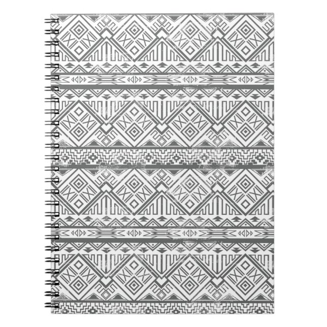 Abstrakt geometrisk aztekisk mönster 2 anteckningsbok med spiral (Framsidan)