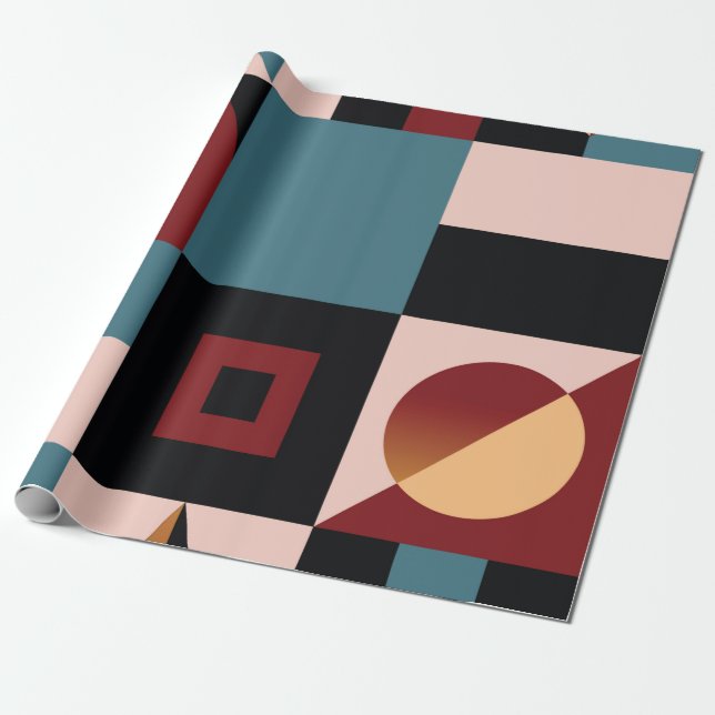 Abstrakt, geometrisk bakgrund, färgstark, spegelvä presentpapper (Utrullad)