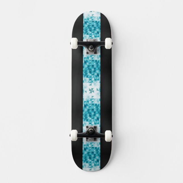 Abstrakt geometrisk bakgrundsmall för blått old school skateboard bräda 21,6 cm (Framsida)