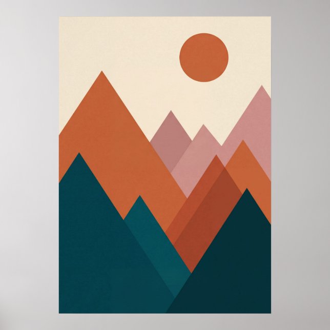 : Abstrakt geometrisk berg Minimalistisk Boho kons Poster (Framsidan)