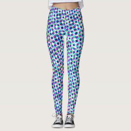 Abstrakt geometrisk blå och vit cirkel pixelera leggings
