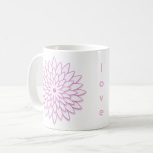 Abstrakt geometrisk blomma. Text Kaffemugg