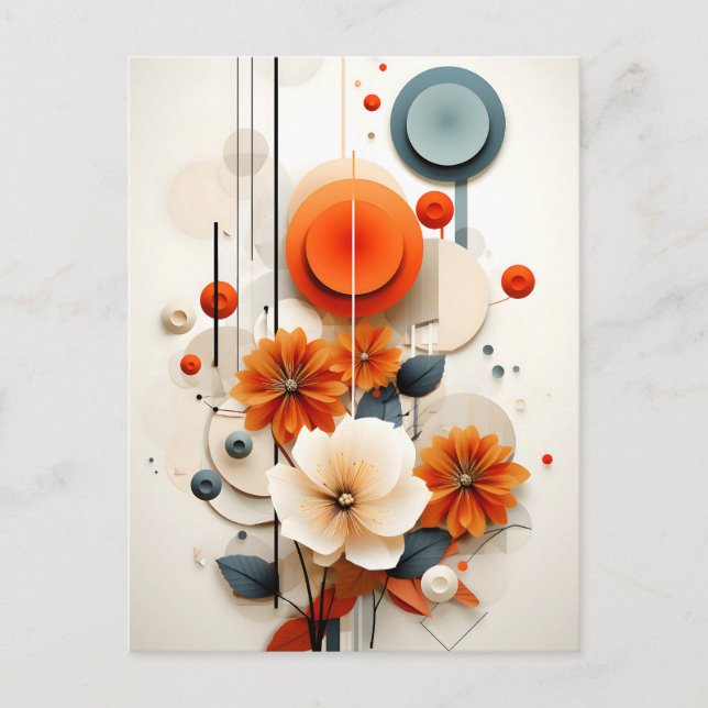 Abstrakt geometrisk blomster vykort (Framsida)