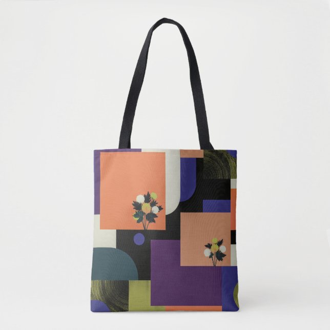 Abstrakt geometrisk blomsterkonst shoppingväska tygkasse (Framsida)