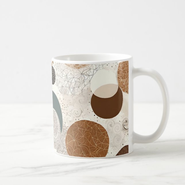 Abstrakt geometrisk cirkelmönster neutral boho kaffemugg (Höger)