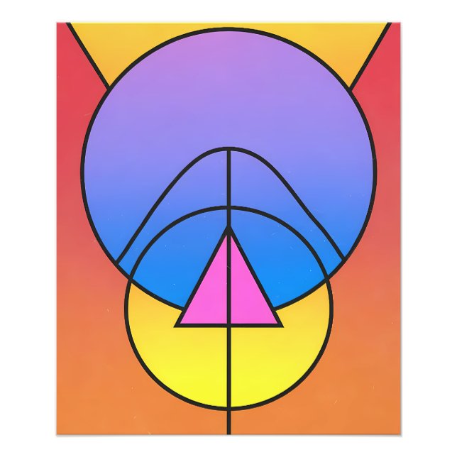 Abstrakt geometrisk cirklar linje färgglad affisch fototryck (Framsidan)