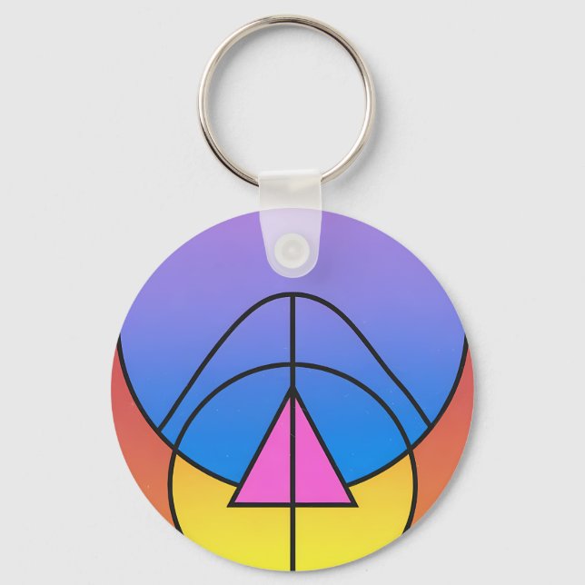 Abstrakt geometrisk cirklar linje färgglad affisch nyckelring (Framsida)